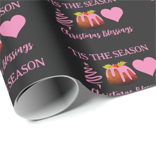 Roze CHRISTMAS BLESSINGS Cadeaupapier (Rol Hoek)