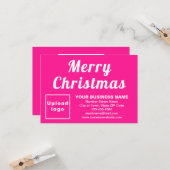 Roze | Christmas | Business | Kleine platte groet Kaart (Voorkant / Achterkant in situ)
