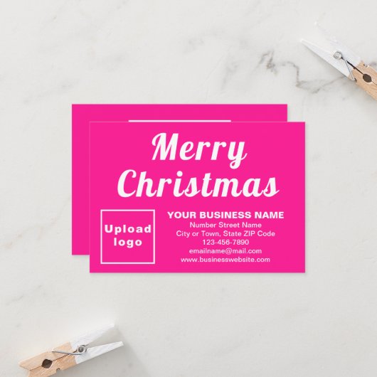 Roze | Christmas | Business | Kleine platte groet Kaart (Voorkant / Achterkant in situ)