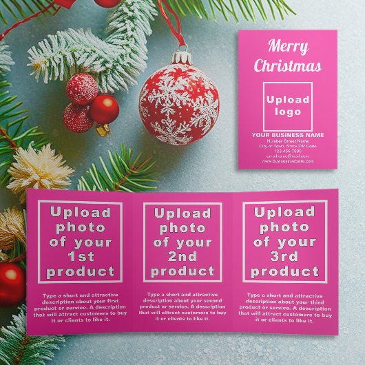 Roze | Christmas | Business Trifold Kaart