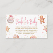 Roze Christmas Cookie Baby shower Boeken voor Baby Informatiekaartje (Voorkant)