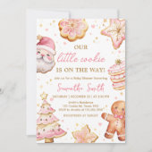 Roze Christmas Cookie Baby shower Kaart (Voorkant)