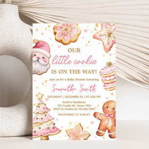 Roze Christmas Cookie Baby shower Kaart