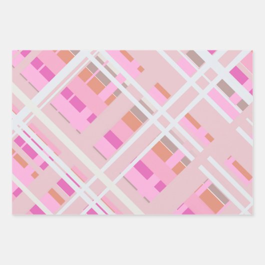 Roze Christmas plaid blush sinaasappel witte magen Inpakpapier Vel (Voorkant 3)