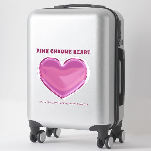 Roze Chrome Hart Sticker (Koffer)