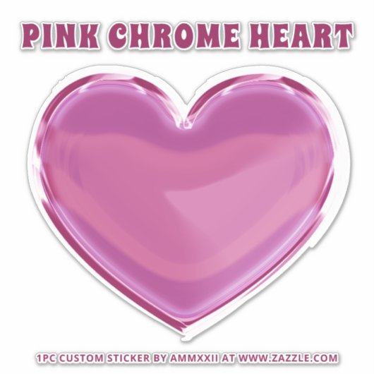 Roze Chrome Hart Sticker (Voorkant)