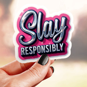 Roze Chroom Slaag Verantwoordelijk Esthetisch Sticker