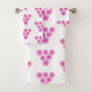 Roze Chrysantemums Mums Patronen van 6 doekset Bad Handdoek