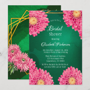 Roze chrysanten geometrisch Vrijgezellenfeest Kaart