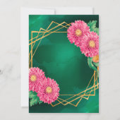 Roze chrysanten geometrische bruiloft kaart (Achterkant)