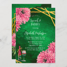 Roze chrysanten Geometrische brunch & bubbel Kaart