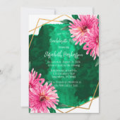 Roze chrysanten geometrische vrijgezellenfeest kaart (Voorkant)