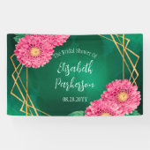 Roze Chrysanten Gouden Geometrische Bruidsdouche Spandoek (Horizontaal)