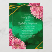 Roze Chrysanten Gouden Geometrische Koppels Douche Kaart (Voorkant / Achterkant)