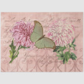  roze chrysanten Luna Moth Ephemera Tissuepapier (Voorkant)