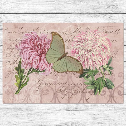  roze chrysanten Luna Moth Ephemera Tissuepapier