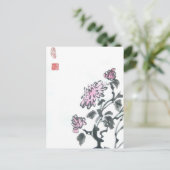 Roze Chrysanthema Briefkaart (Staand voorkant)