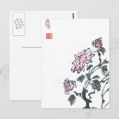 Roze Chrysanthema Briefkaart (Voorkant / Achterkant)