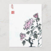 Roze Chrysanthema Briefkaart (Voorkant)