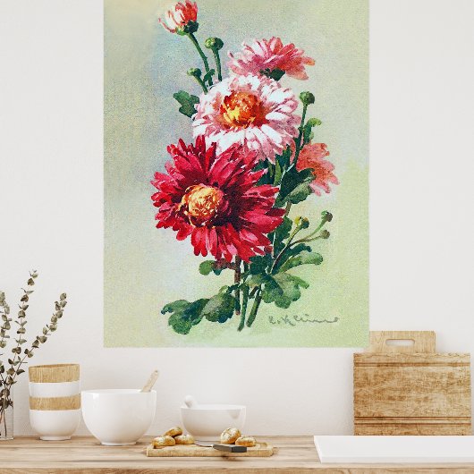 Roze Chrysanthema van Catherine Klein Poster (Keuken)