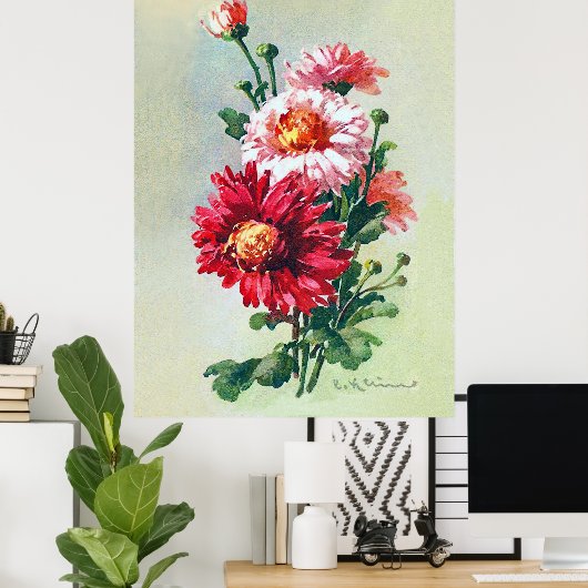 Roze Chrysanthema van Catherine Klein Poster (Thuiskantoor)