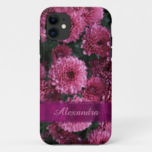  roze Chrysanthemum bloem gepersonaliseerd iPhone 11 Hoesje