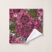 Roze chrysanthemum bloemen bad handdoek (Wasdoekje)