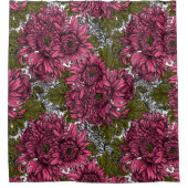 Roze chrysanthemum bloemen douchegordijn (Voorkant)