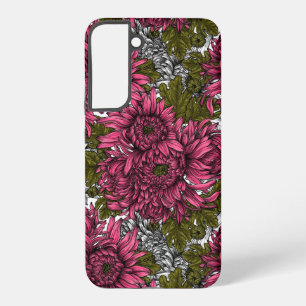 Roze chrysanthemum bloemen samsung galaxy hoesje