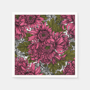 Roze chrysanthemum bloemen servet