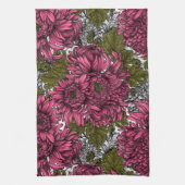 Roze chrysanthemum bloemen theedoek (Verticaal)