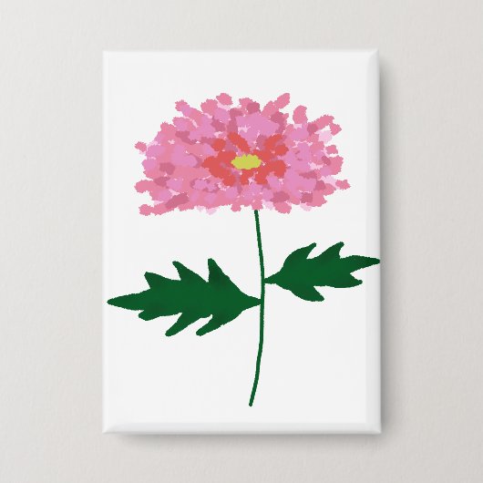 Roze Chrysanthemum Bloemengeschenk Button (Voorkant)
