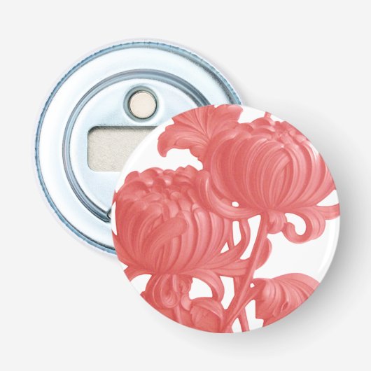 Roze Chrysanthemum Button Flesopener (Voorkant)