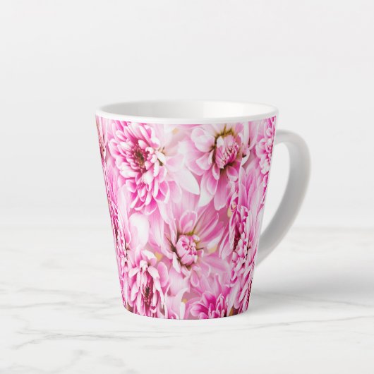 Roze Chrysanthemum Flower Latte Mok (Rechterhoek)