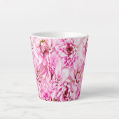 Roze Chrysanthemum Flower Latte Mok (Voorkant)
