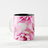 Roze Chrysanthemum Flower Tweekleurige Koffiemok (Voorkant links)
