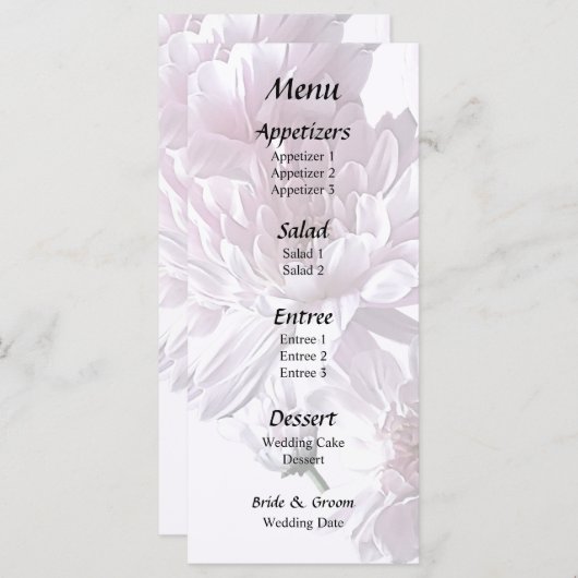 Roze Chrysanthemum Heart Menu (Voorkant / Achterkant)