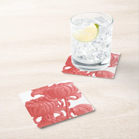 Roze Chrysanthemum Kartonnen Onderzetters (Insitu)