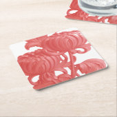 Roze Chrysanthemum Kartonnen Onderzetters (Schuin)