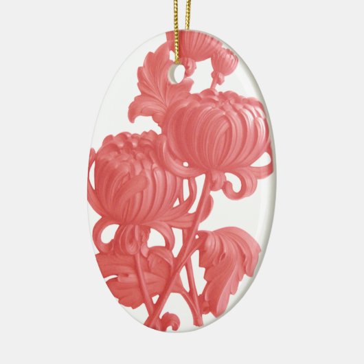 Roze Chrysanthemum Keramisch Ornament (Links)