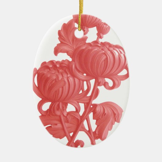 Roze Chrysanthemum Keramisch Ornament (Voorkant)