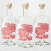 Roze Chrysanthemum Likeurfles Etiket (Flessen)