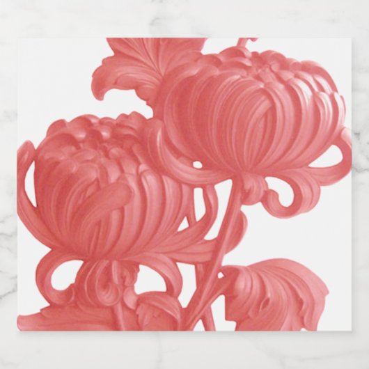 Roze Chrysanthemum Likeurfles Etiket (Enkel label)