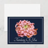 Roze Chrysanthemum Navy Achtergrond denken aan jou Briefkaart (Voorkant / Achterkant)