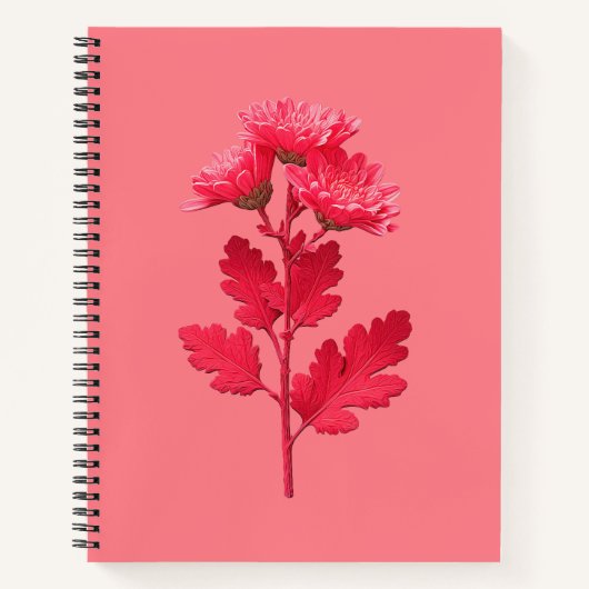 Roze Chrysanthemum Notitieboek (Voorkant)