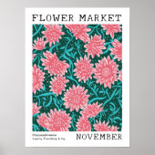 Roze Chrysanthemum November Geboorte Bloemenmarkt Poster (Voorkant)