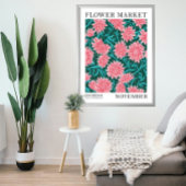 Roze Chrysanthemum November Geboorte Bloemenmarkt Poster