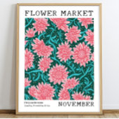 Roze Chrysanthemum November Geboorte Bloemenmarkt Poster