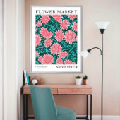 Roze Chrysanthemum November Geboorte Bloemenmarkt Poster
