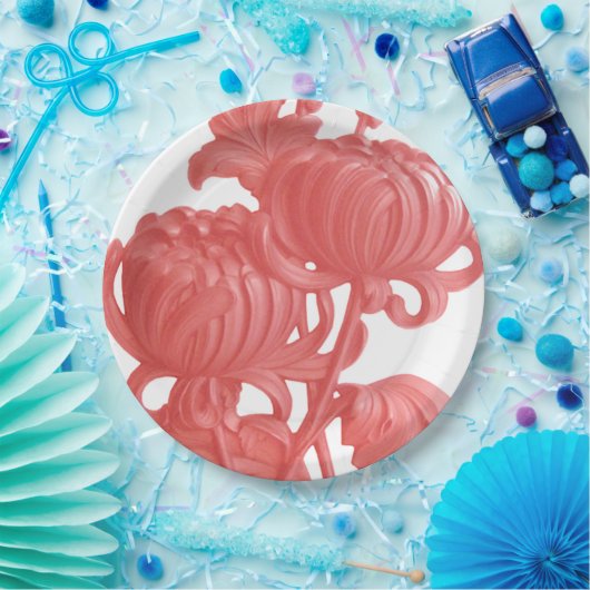 Roze Chrysanthemum Papieren Bordje (Feest)